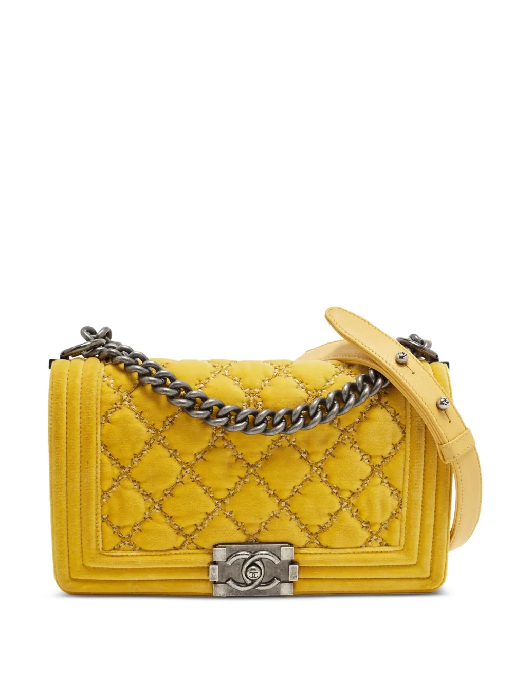 CHANEL Pre-Owned 2014-2015 Boy quilted cross body bag - Giallo