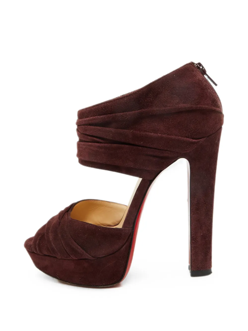 Christian Louboutin Pre-Owned Bandra Plateau-Sandalen aus Wildleder - Braun