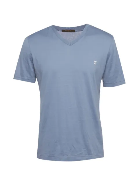 Louis Vuitton Pre-Owned logo embroidery V-neck T-shirt