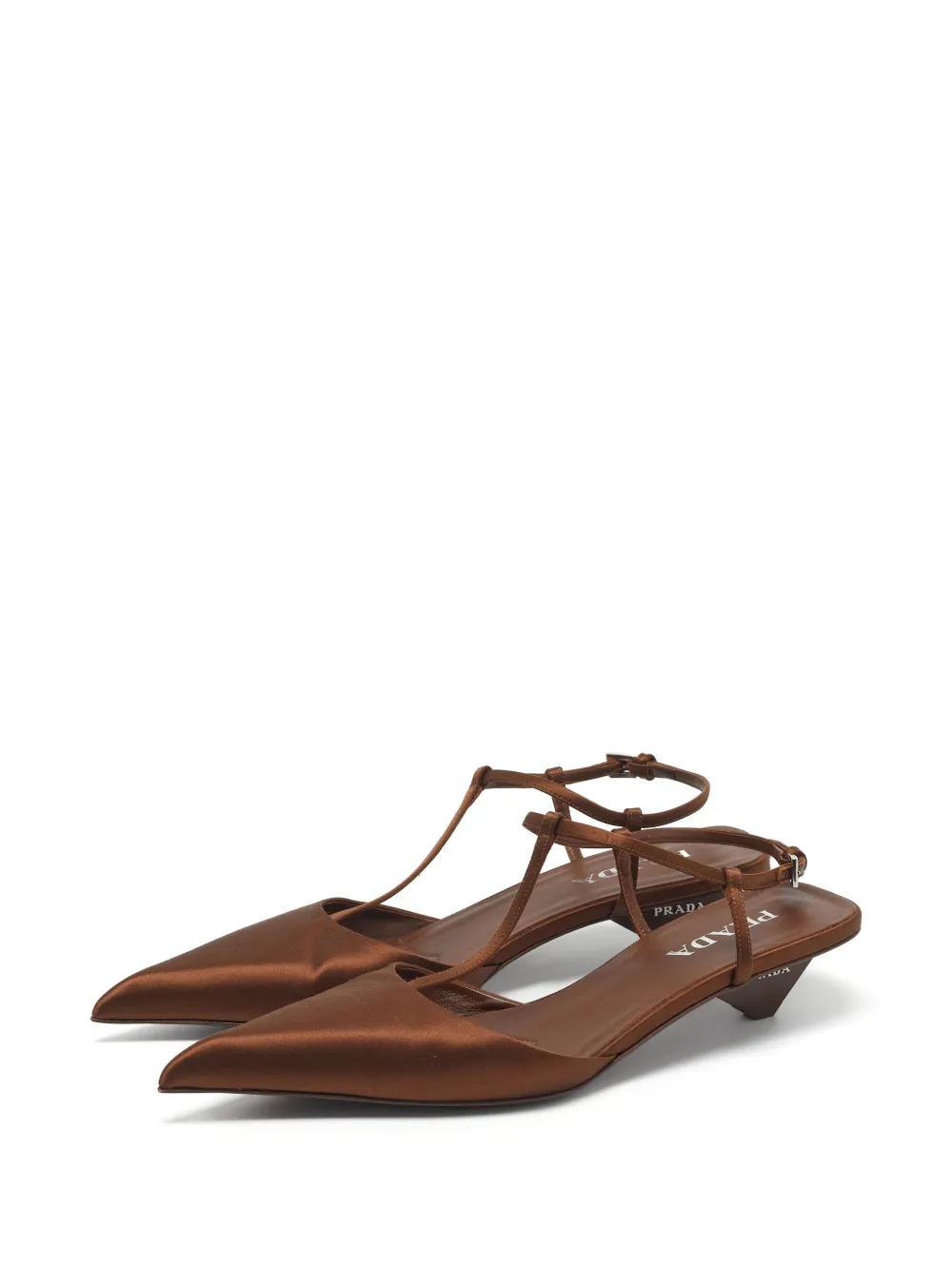 Prada Pre-Owned escarpins en satin à bride cheville - Marron