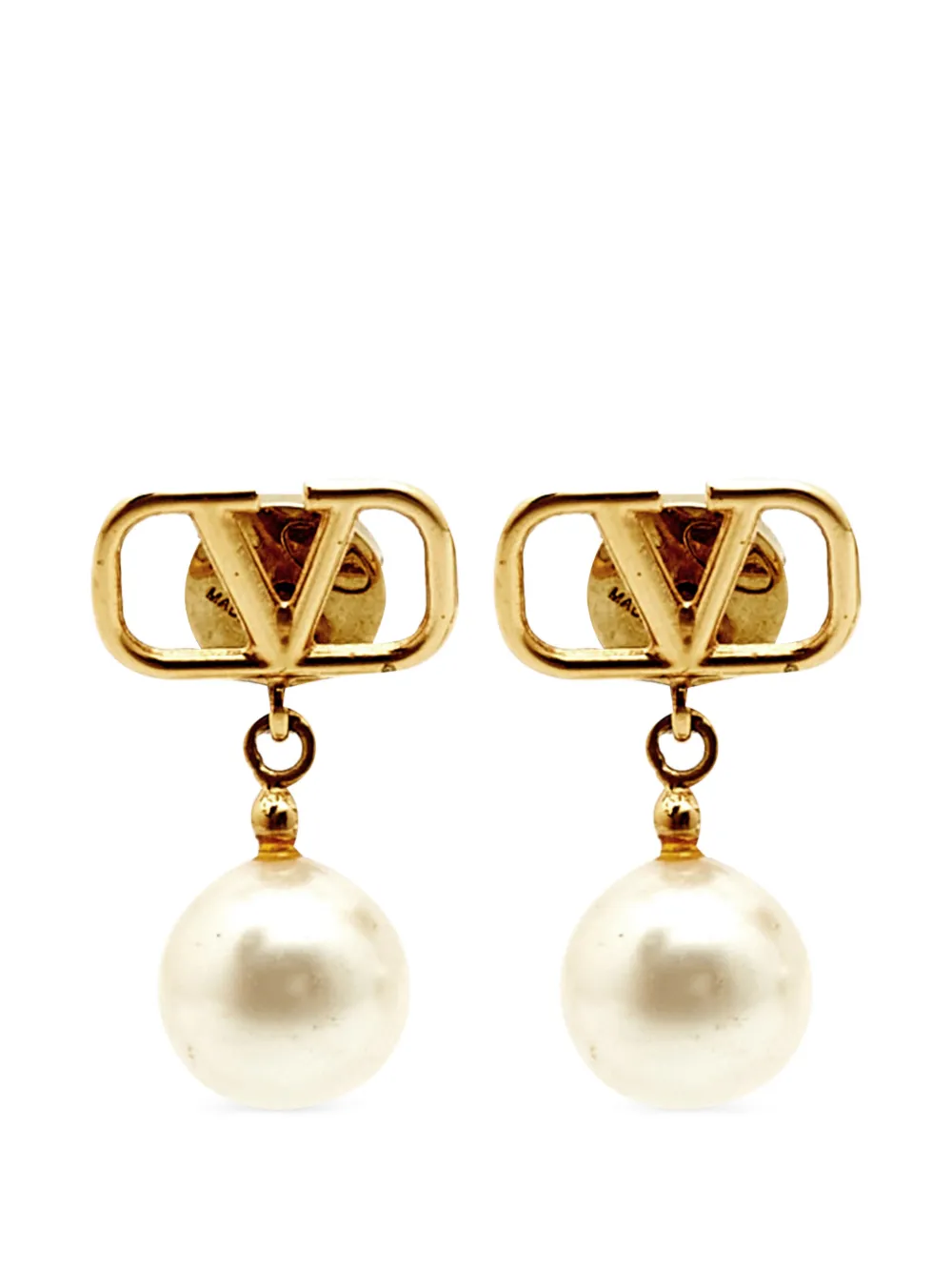 Valentino Garavani Pre-Owned puces d'oreilles VLogo Signature à perles artificielles