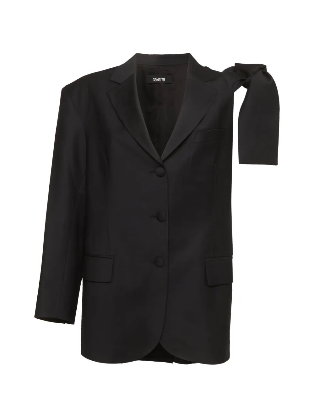 cekette single-sleeve bow blazer - Noir