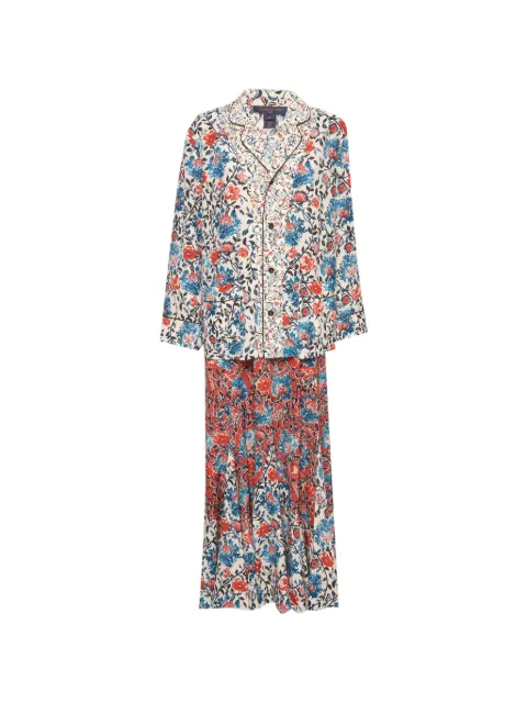 Louis Vuitton Pre-Owned floral-vine crepe top and skirt set