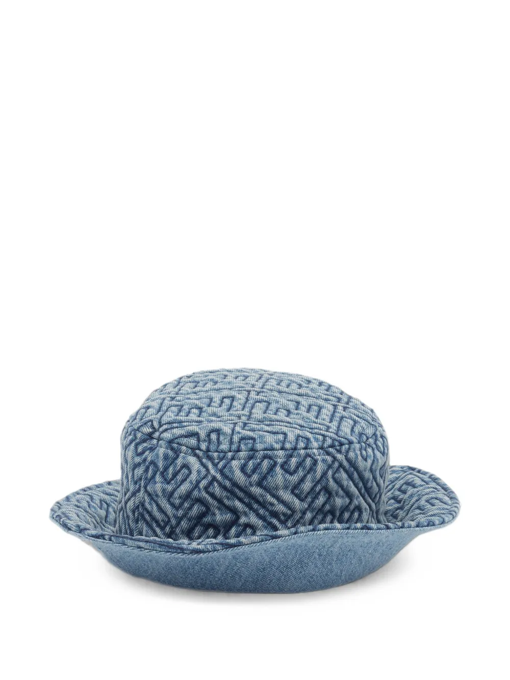 Pre-owned Fendi M Ff Embroidered Quilted Bucket Hat In Blue