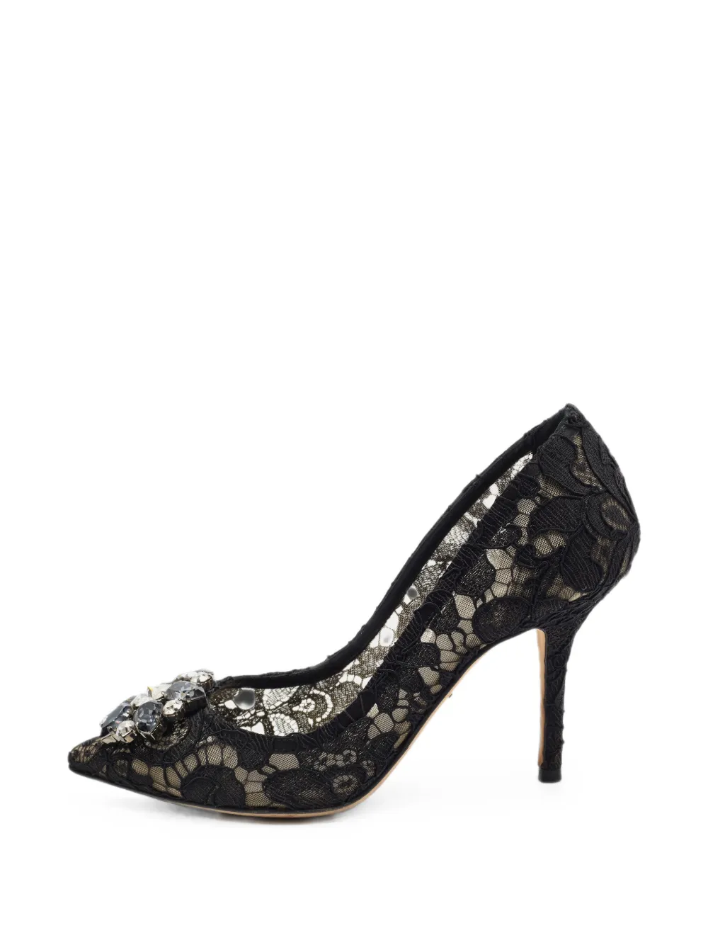 Dolce & Gabbana Pre-Owned Bellucci crystal-embellished lace pumps - Noir