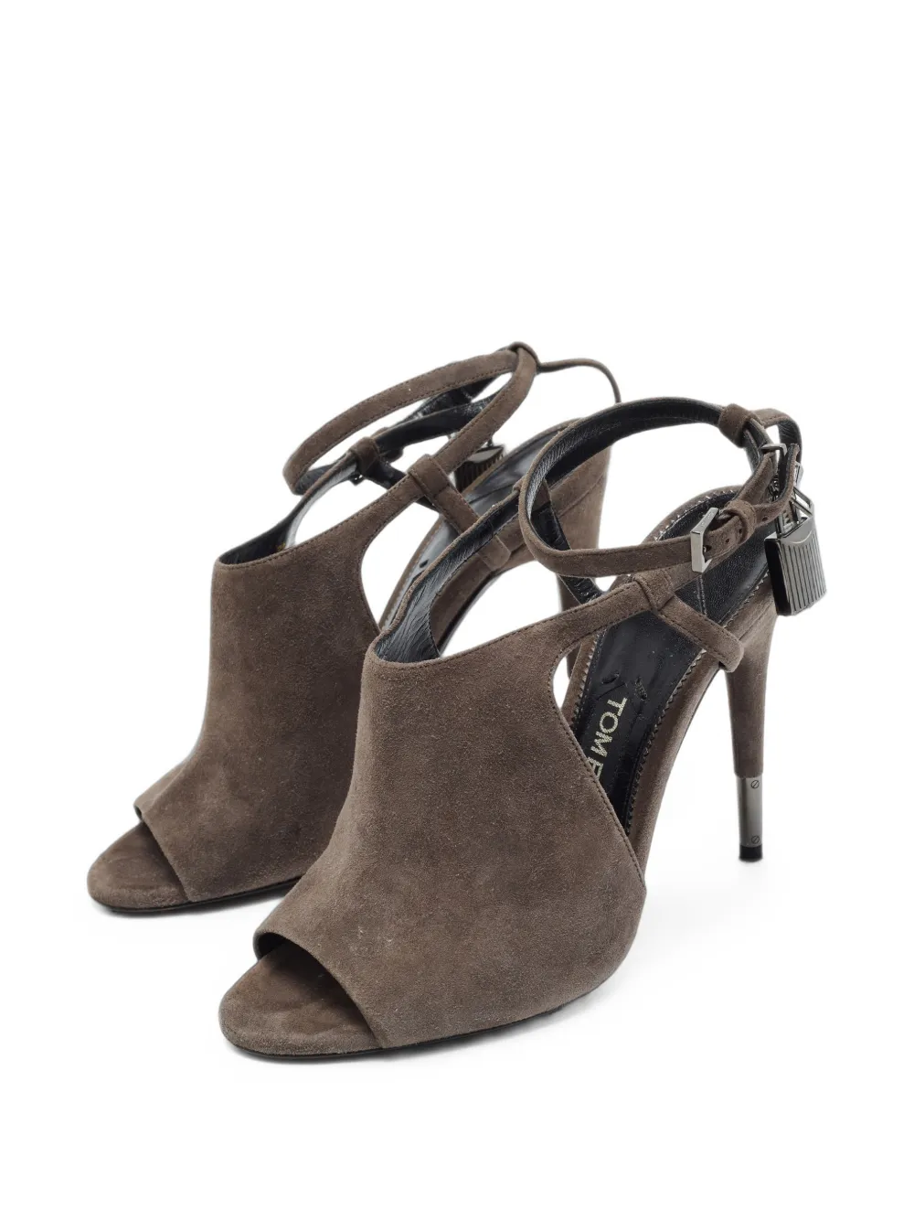 Tom Ford Vintage sandales à double bride cheville et détail cadenas - Gris Tom Ford Vintage sandales à double bride cheville et détail cadenas - Gris