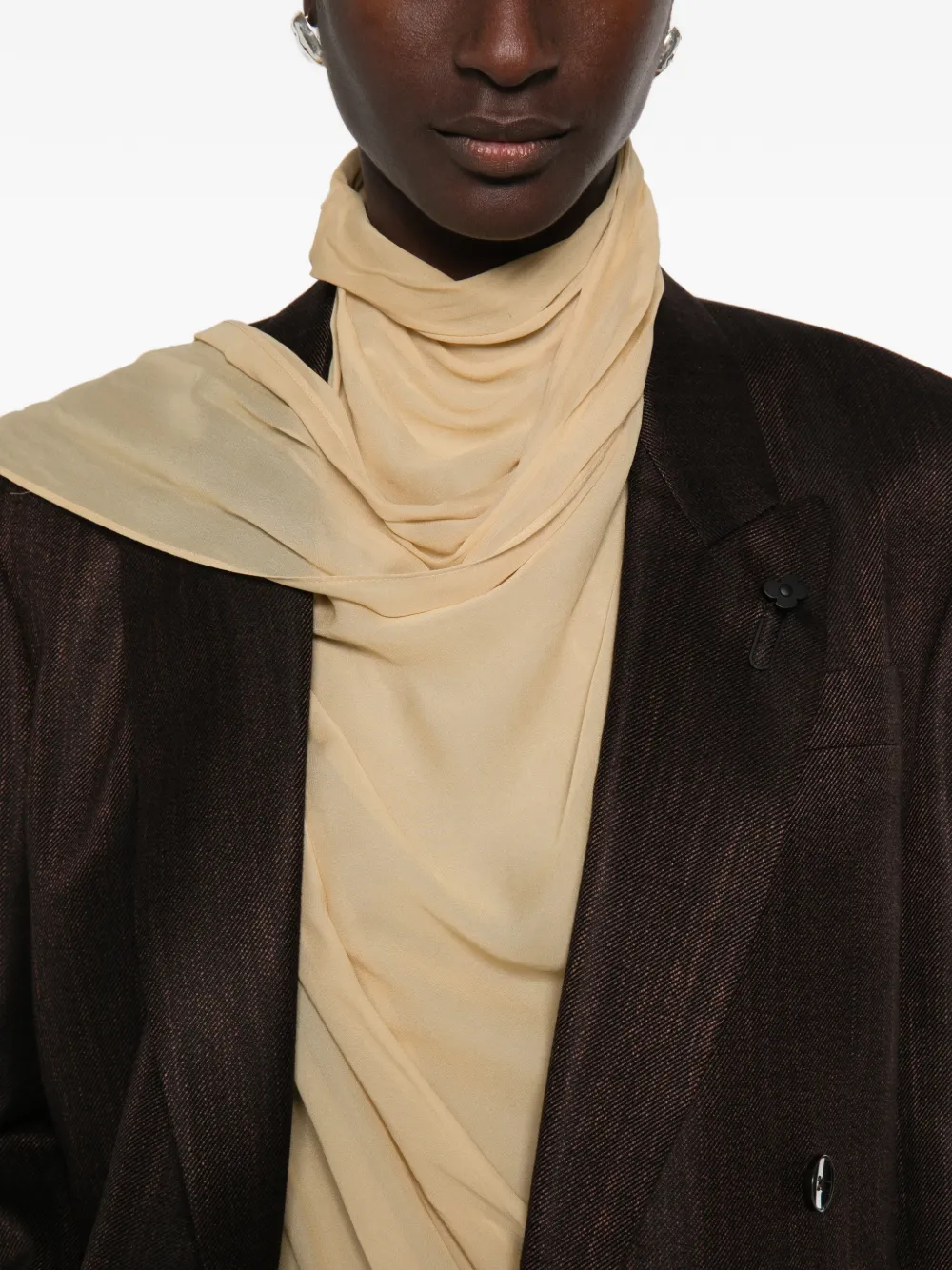 Lardini draped layered-detail dress - Marrone
