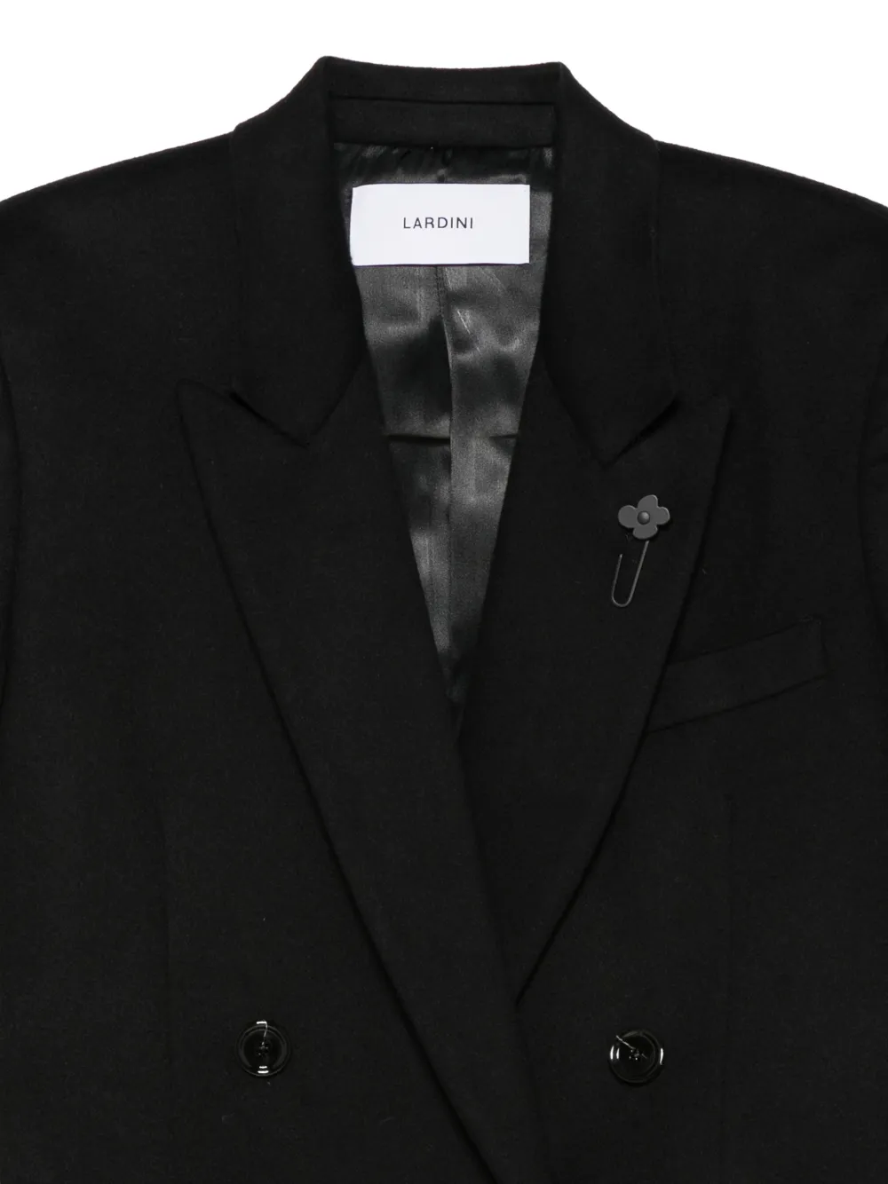 Lardini Martin mantel met dubbele rij knopen en puntige revers Zwart