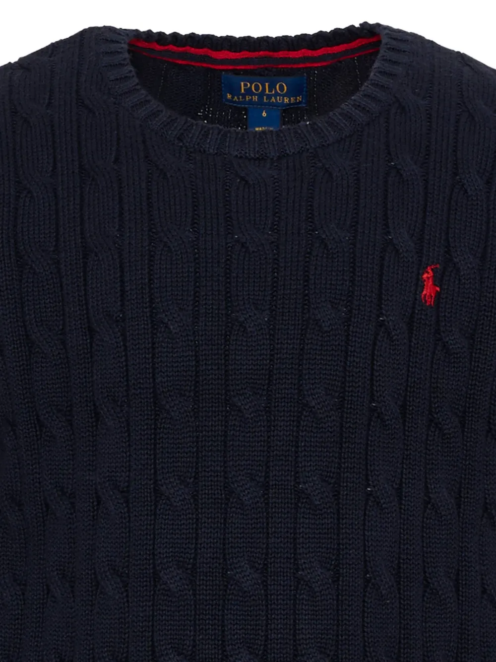 POLO RALPH LAUREN KIDS cable-knit embroidered-logo sweater Blauw