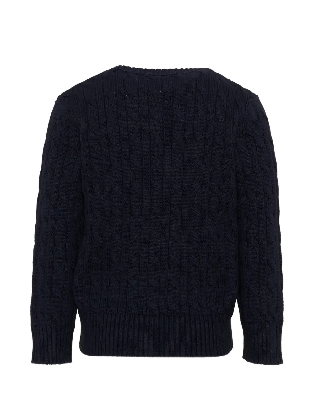 POLO RALPH LAUREN KIDS cable-knit embroidered-logo sweater Blauw