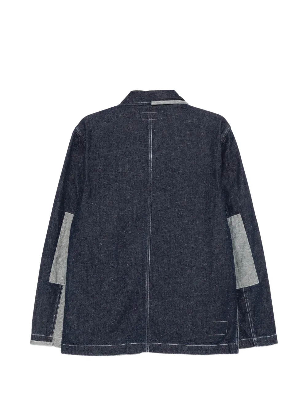 Universal Works Denim jack met patchwork Blauw