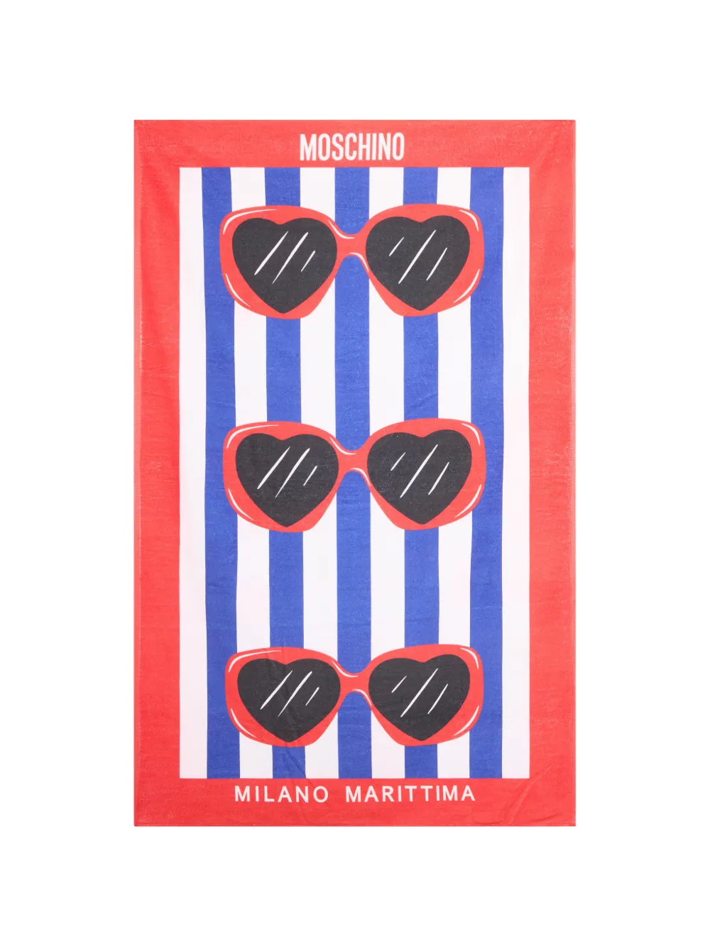Moschino heart-print striped beach towel