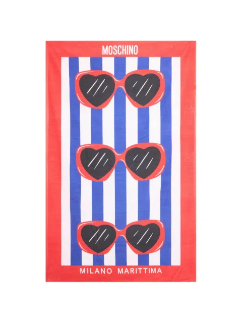 Moschino heart-print striped beach towel