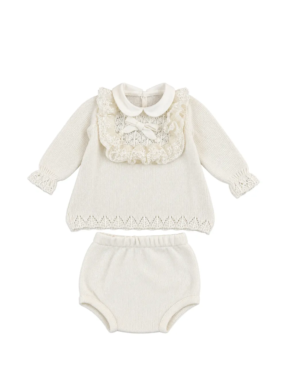 Bébé di Almy ruffled-lace jumper and bloomer set - Toni neutri
