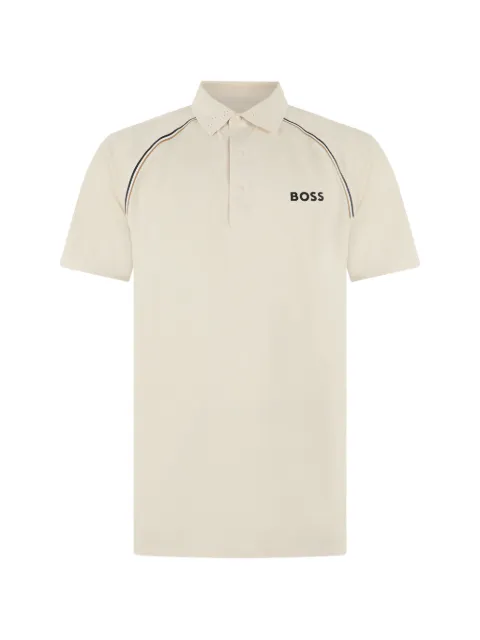BOSS active Signature-stripe polo shirt with odour control