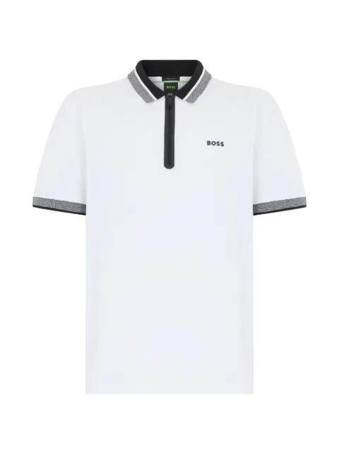 BOSS playera tipo polo de piqué de algodón con solapa de cierre