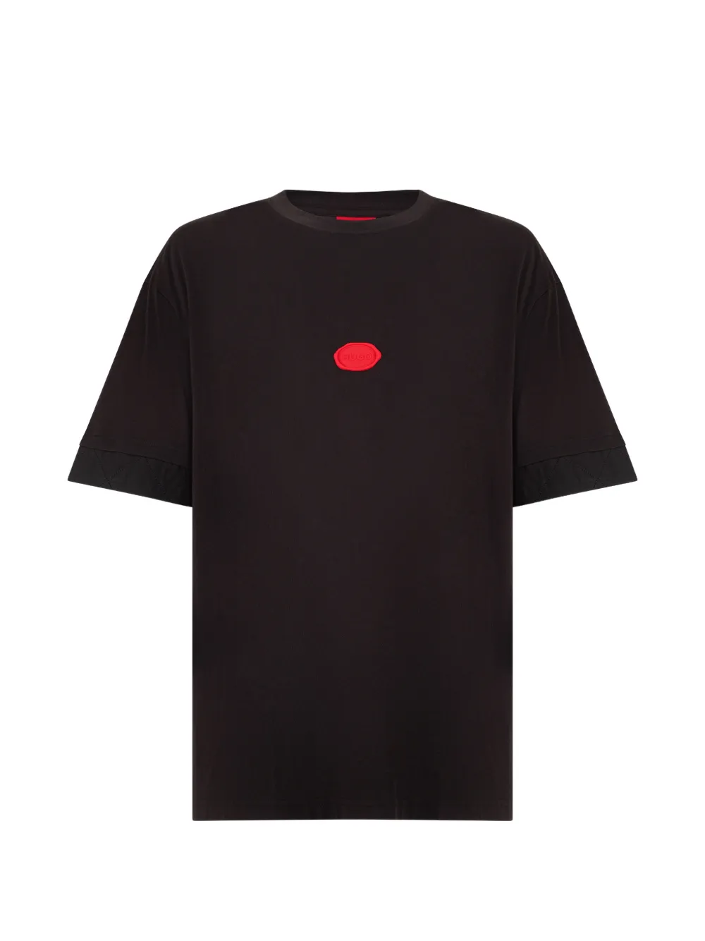 BOSS logo-patch quilted-trim T-shirt - Nero