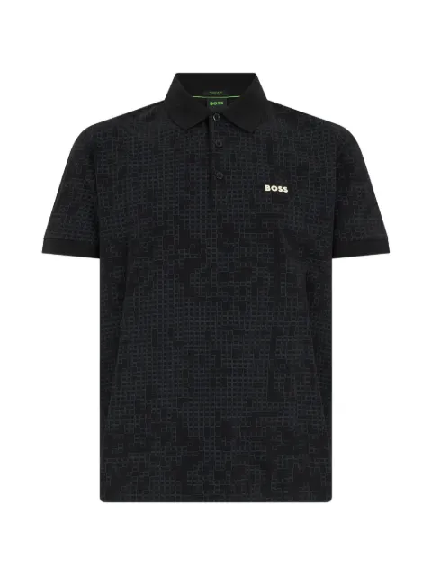BOSS playera tipo polo de algodón stretch con estampado