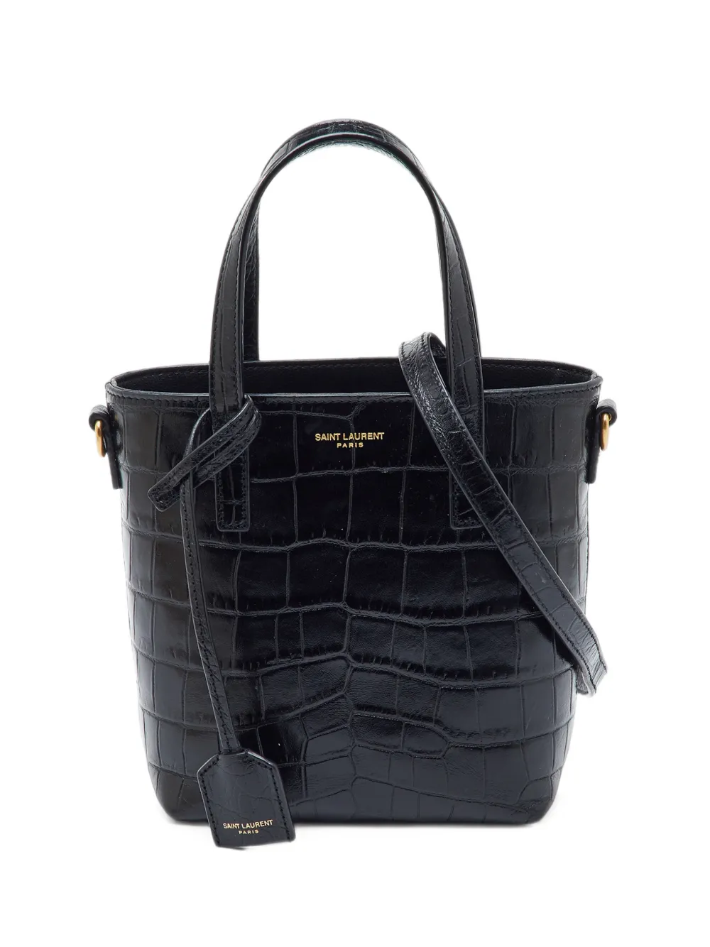Saint Laurent Pre-Owned 2024 mini Toy crocodile-embossed tote bag - Noir