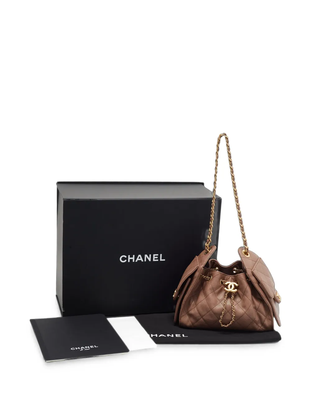 CHANEL Pre-Owned 25 Caviar mini-schoudertas Bruin