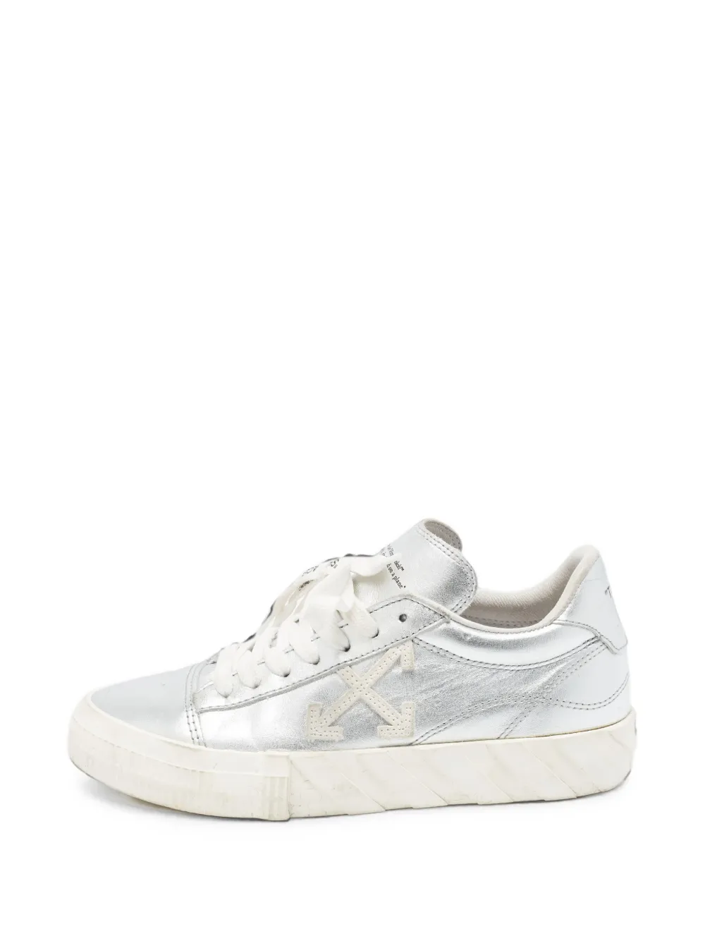 Pre-owned Off-white Vulcanized Lace-up Sneakers In Silver
