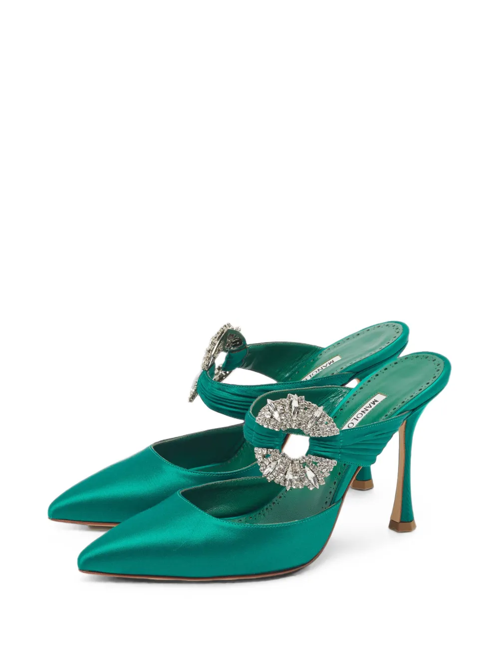 Manolo Blahnik crystal-embellished mules - Verde