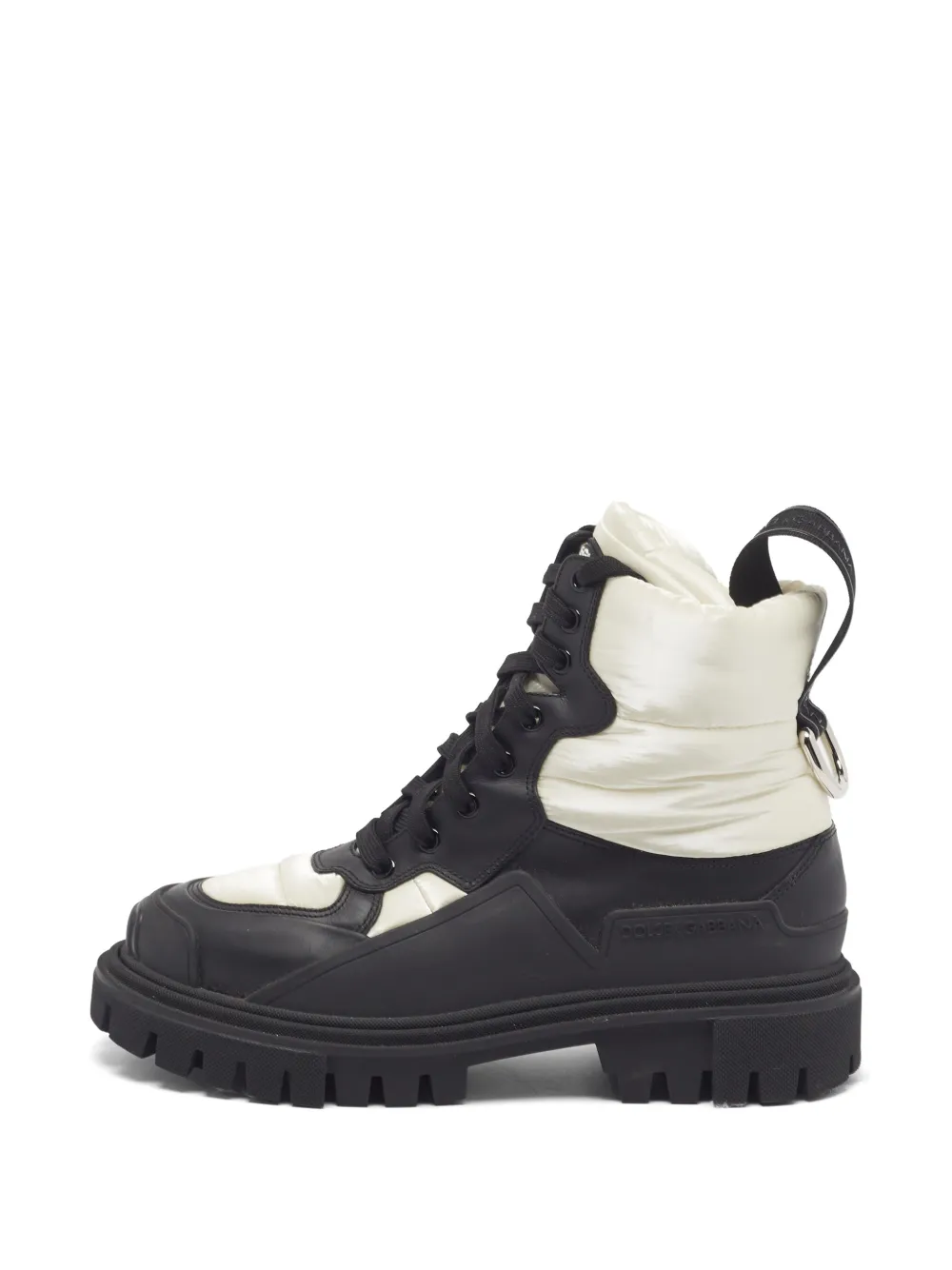 Dolce & Gabbana Pre-Owned bottes de combat à empiècements matelassés - Noir Dolce & Gabbana Pre-Owned bottes de combat à empiècements matelassés - Noir