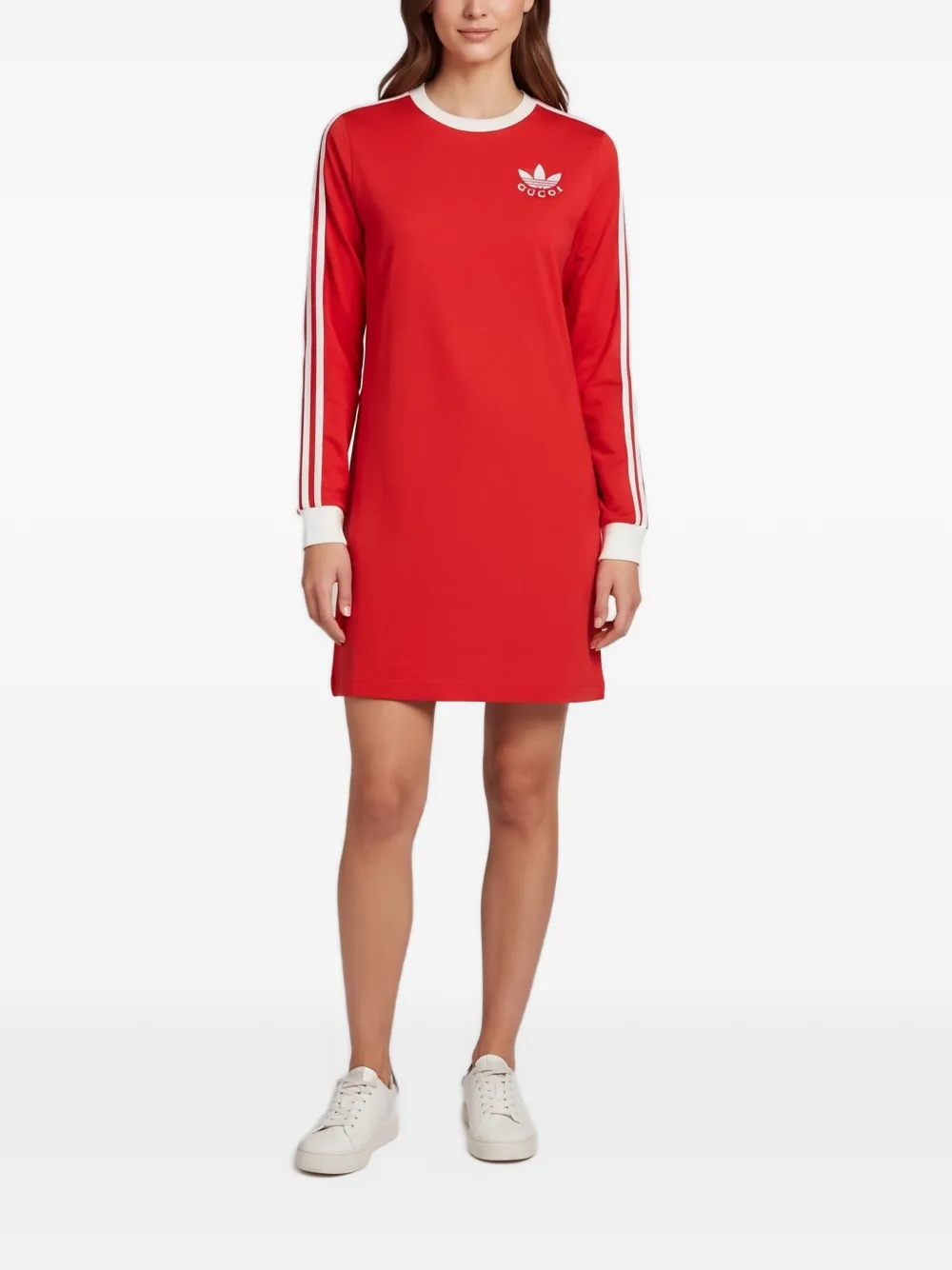 Gucci Pre-Owned x Adidas logo-appliqué mini dress - Red