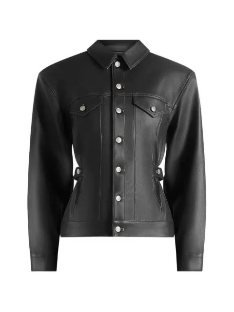 Manière De Voir Karla wax-effect cinch-waist jacket black