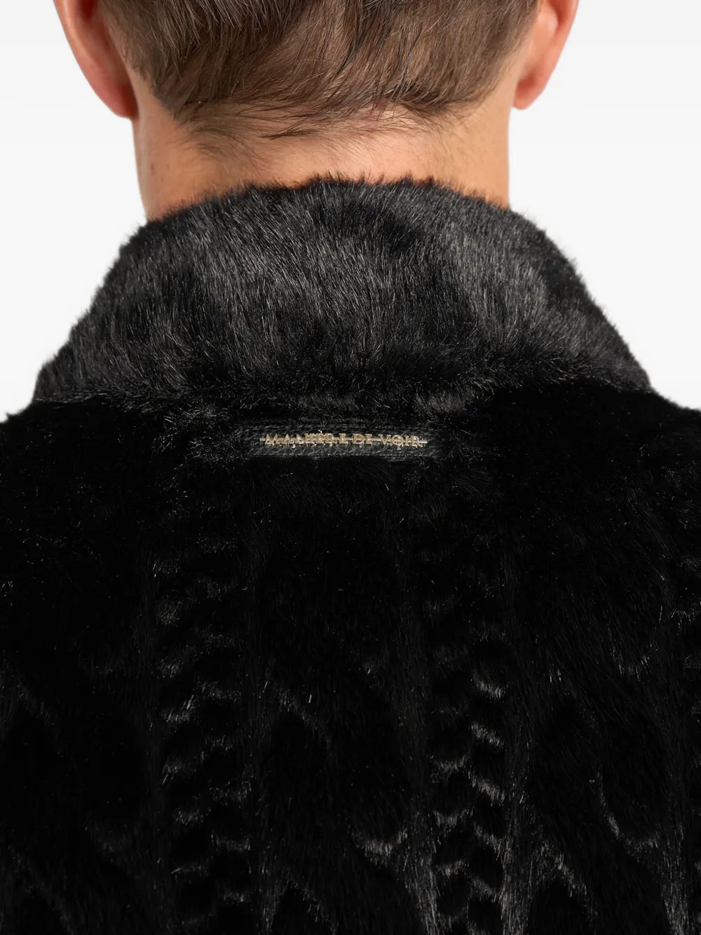 Manière De Voir David plush cable embossed jacket black Zwart