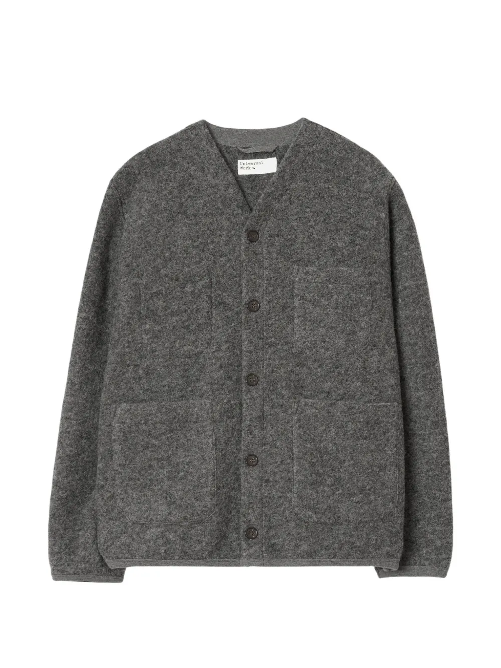Universal Works Button-up Patch-pocket Cardigan In Grey