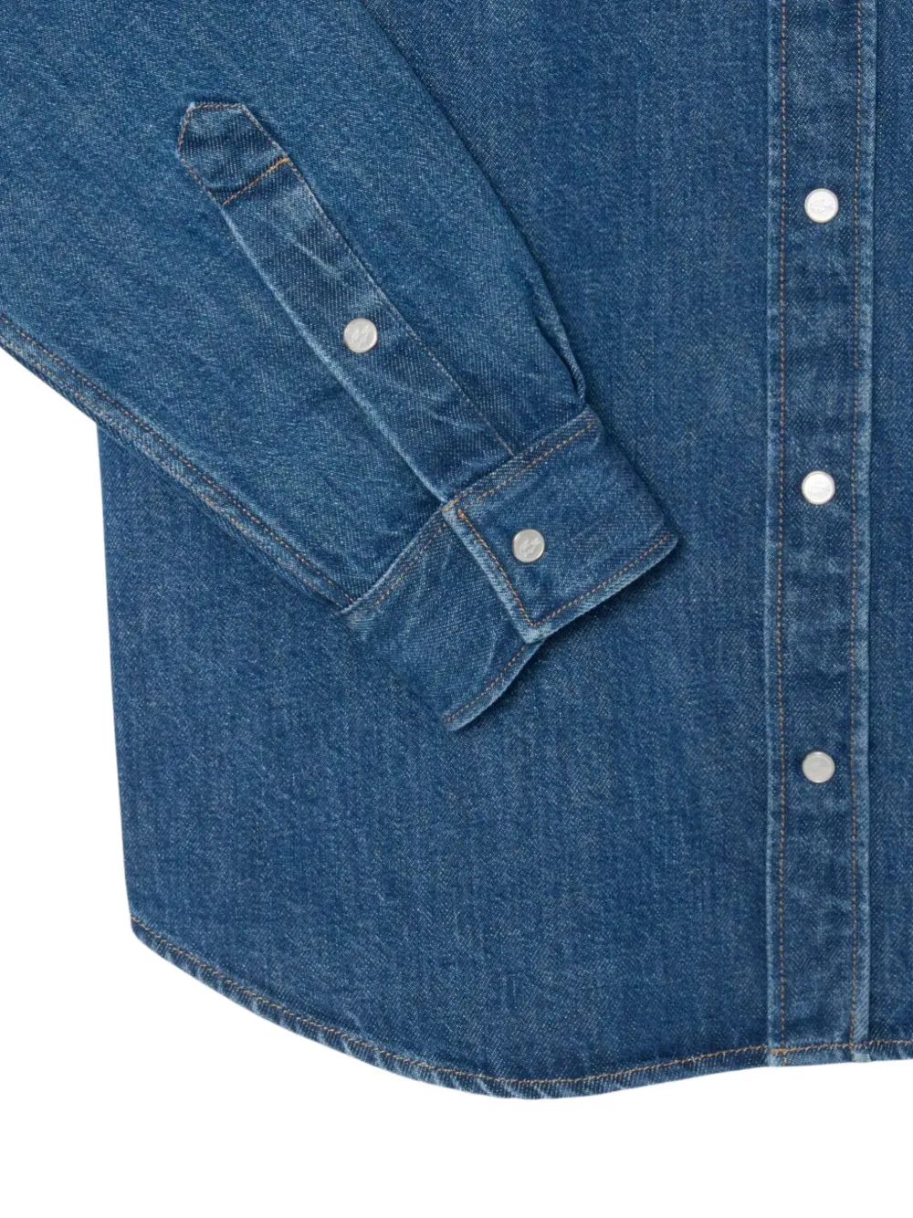 Lacoste logo-patch denim shirt Blauw