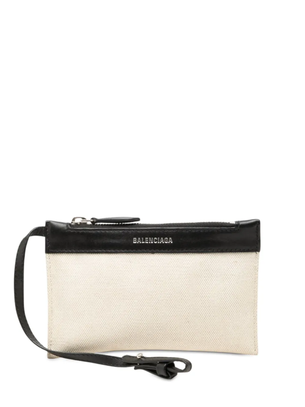 Balenciaga Pre-Owned 2000-2026 Navy Cabas Clutch aus Canvas - Weiß