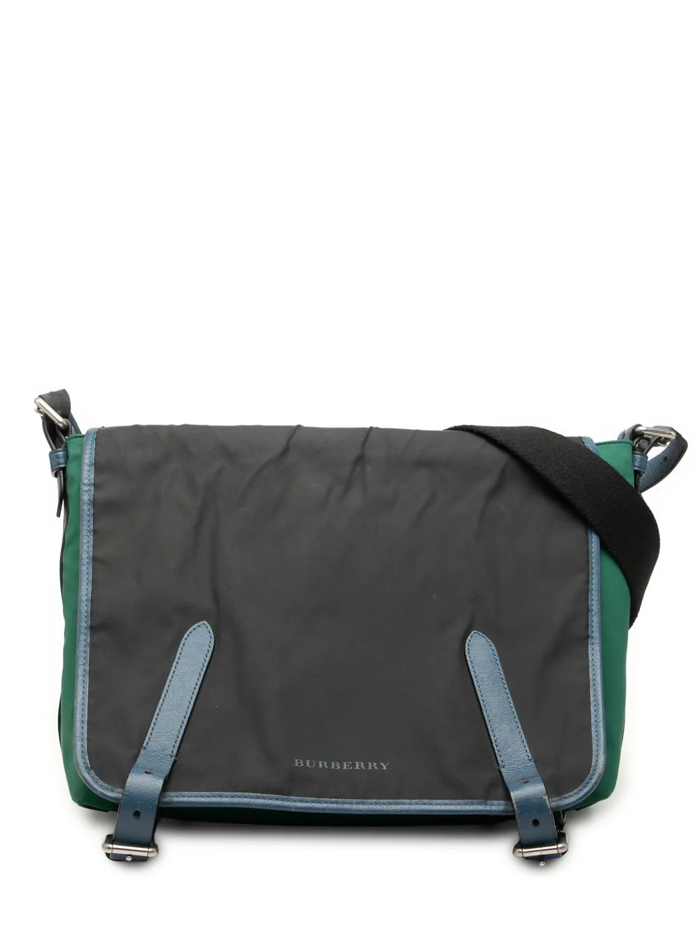 Burberry Pre-Owned 2000-2017 große dreifarbige Kuriertasche aus Nylon und Leder - Grün