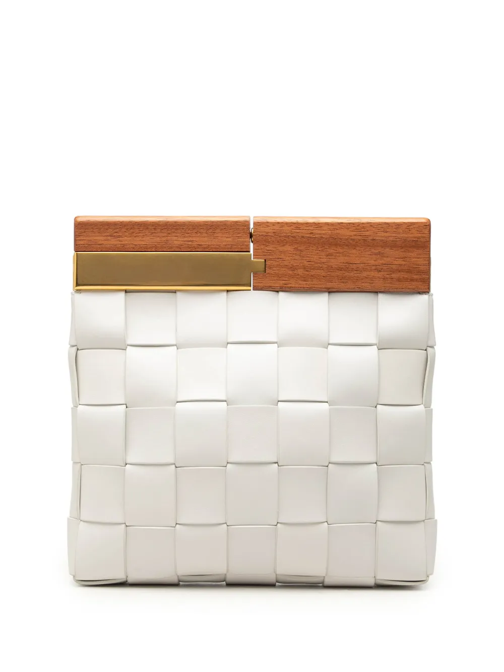 Bottega Veneta Pre-Owned 2012-2026 maxi Intrecciato The Snap Clutch aus Lammleder - Weiß