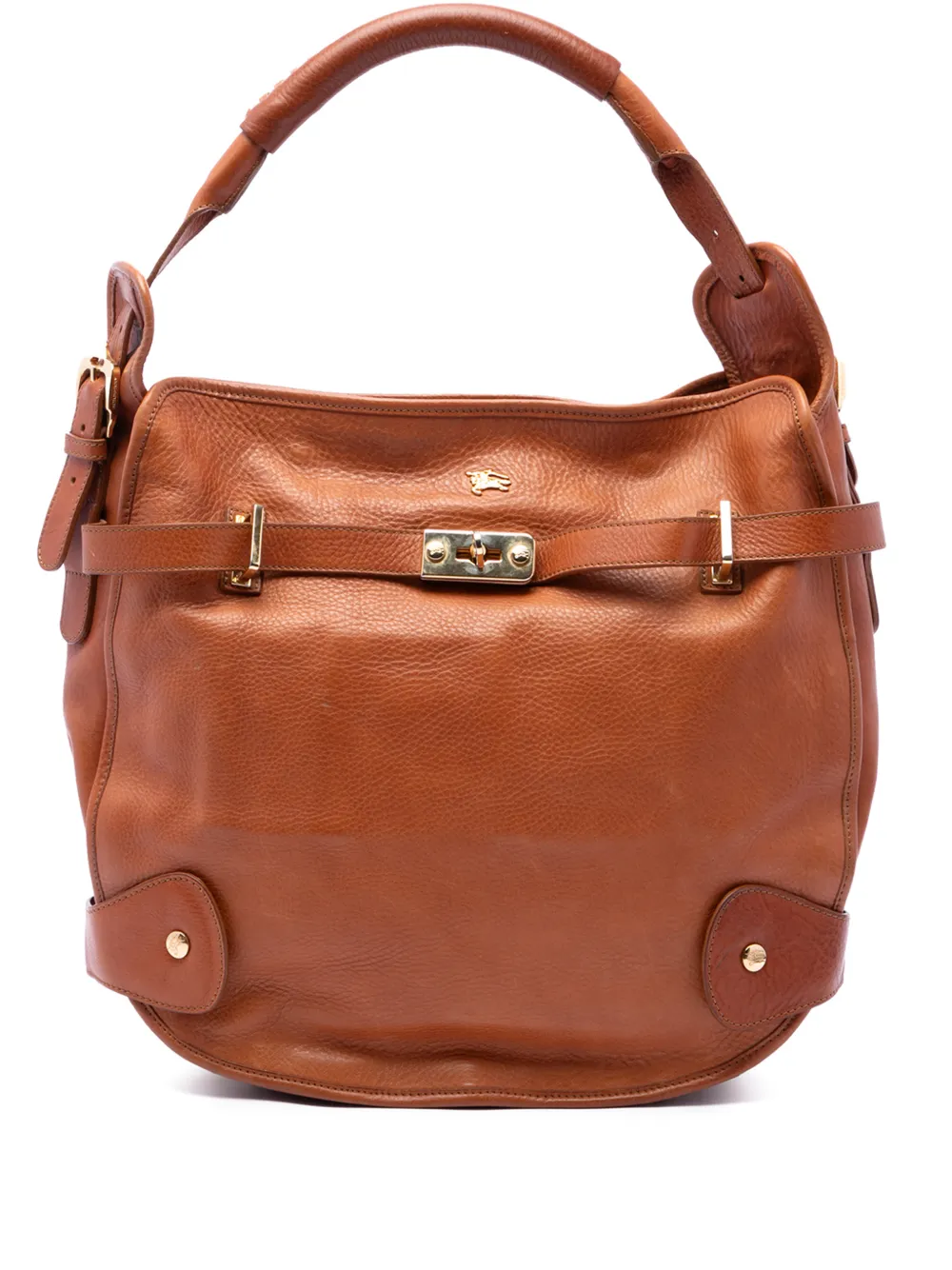 Burberry Pre-Owned 2000-2017 Pebbled Leather Turn Lock tote bag - Brown