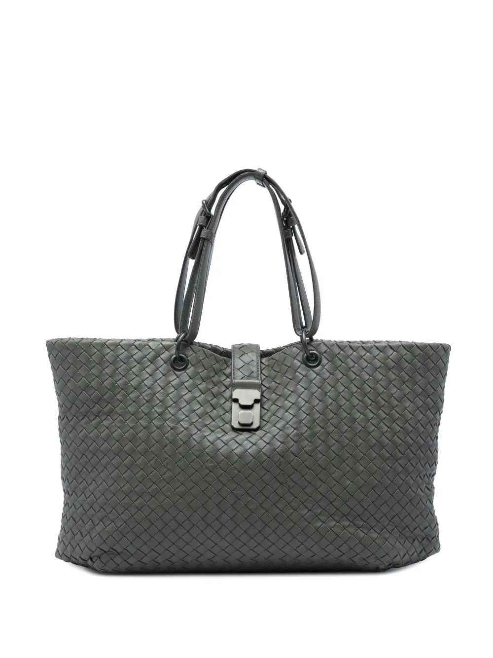 Bottega Veneta Pre-Owned 2012-2026 mittelgroße Intrecciato Capri Tote Bag aus Nappaleder - Grau