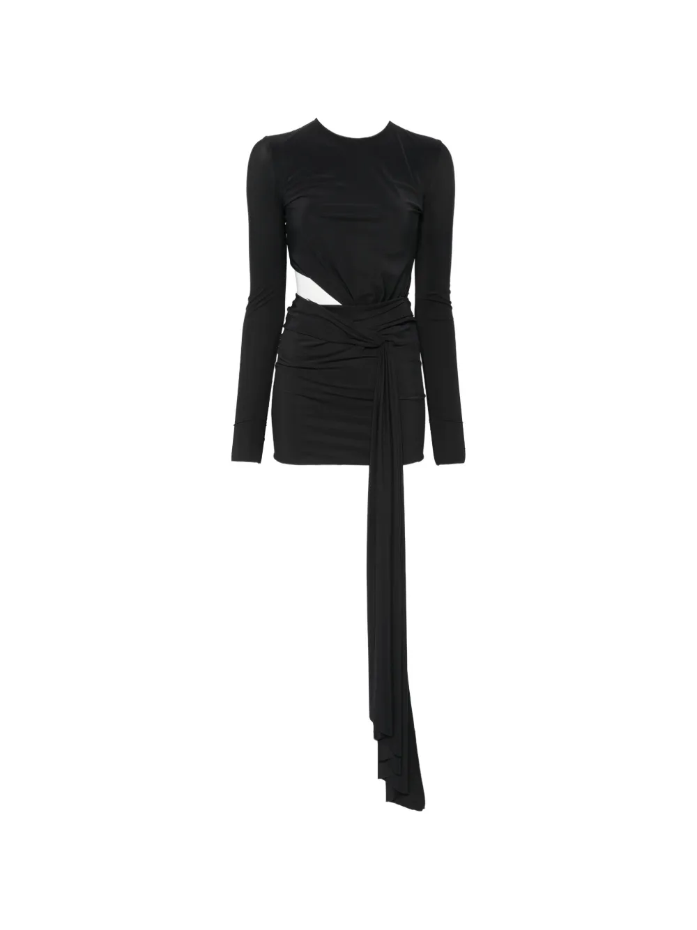 Amazuìn Cut-out Draped-detail Mini Dress In Black