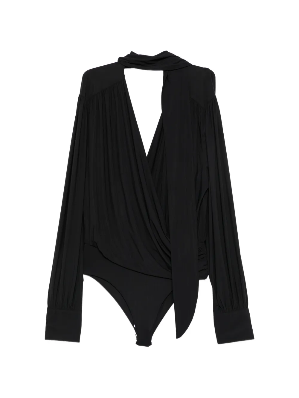 Amazuìn Keila Draped Wrap-style Body Suit In Black