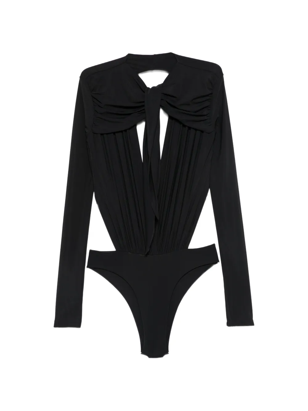 Amazuìn Anais Cut-out Ruched Bodysuit In Black