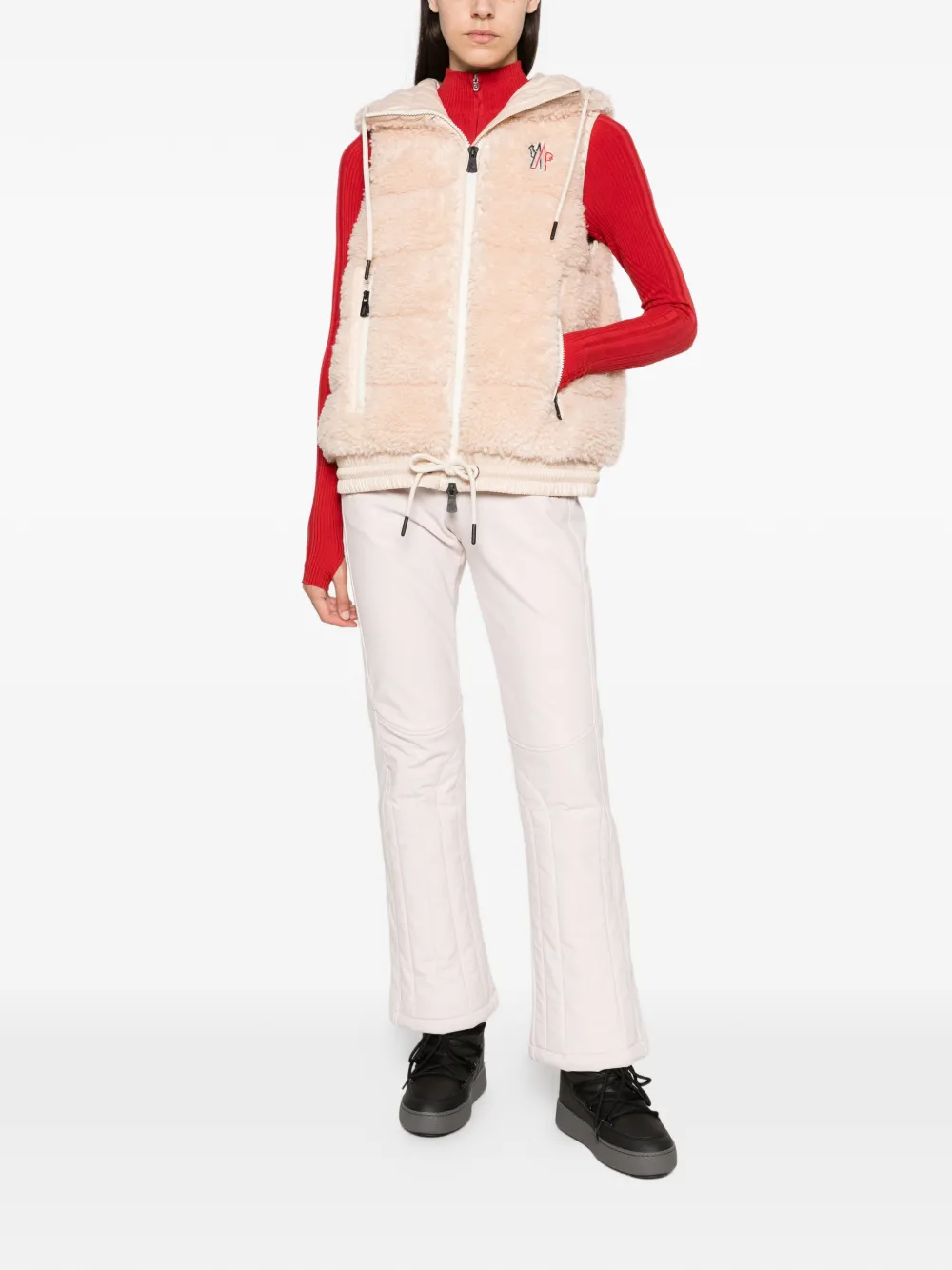 Moncler Grenoble quilted shearling-effect gilet Beige