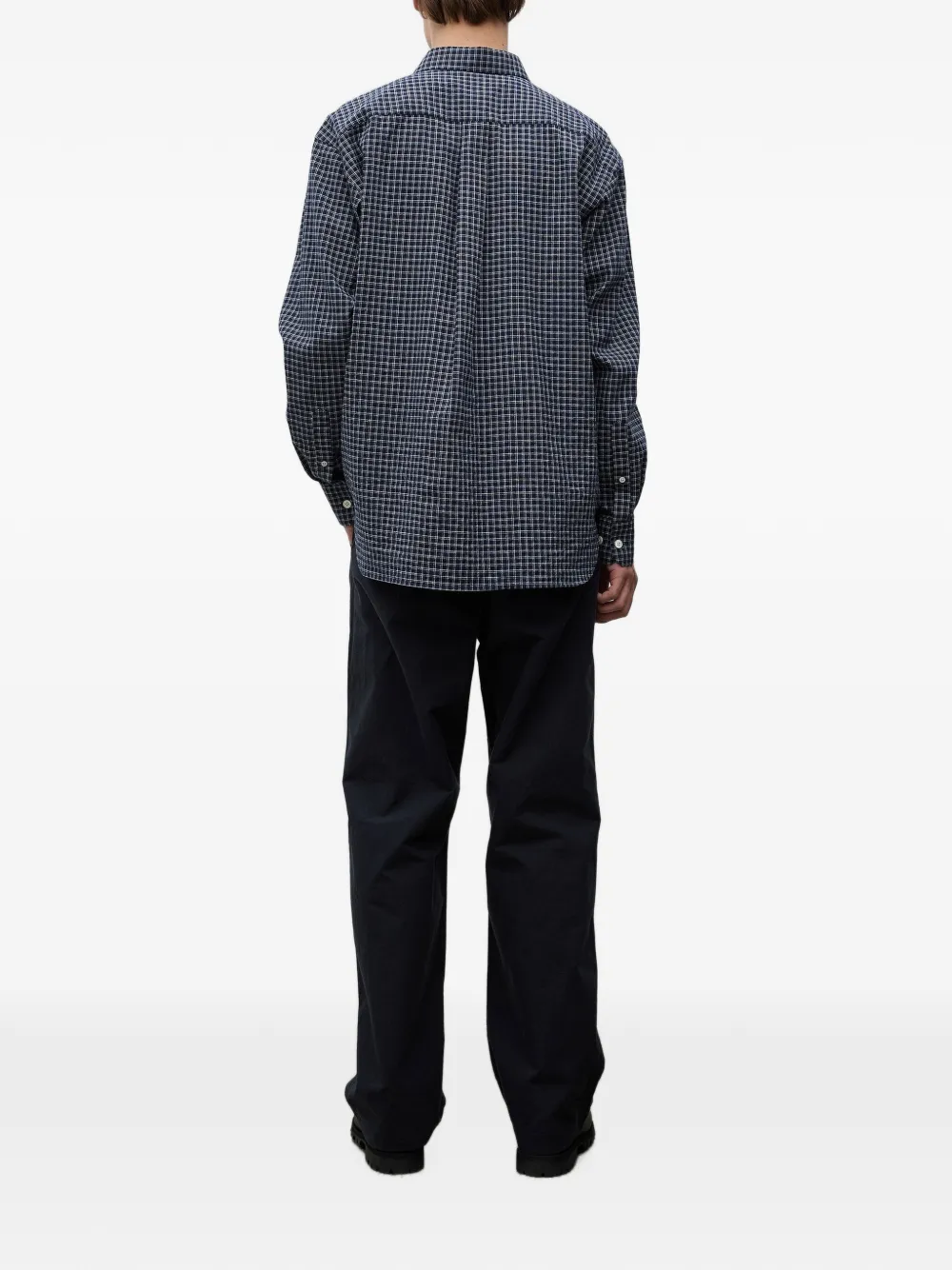 Norse Projects Espevik oversized check shirt Blauw