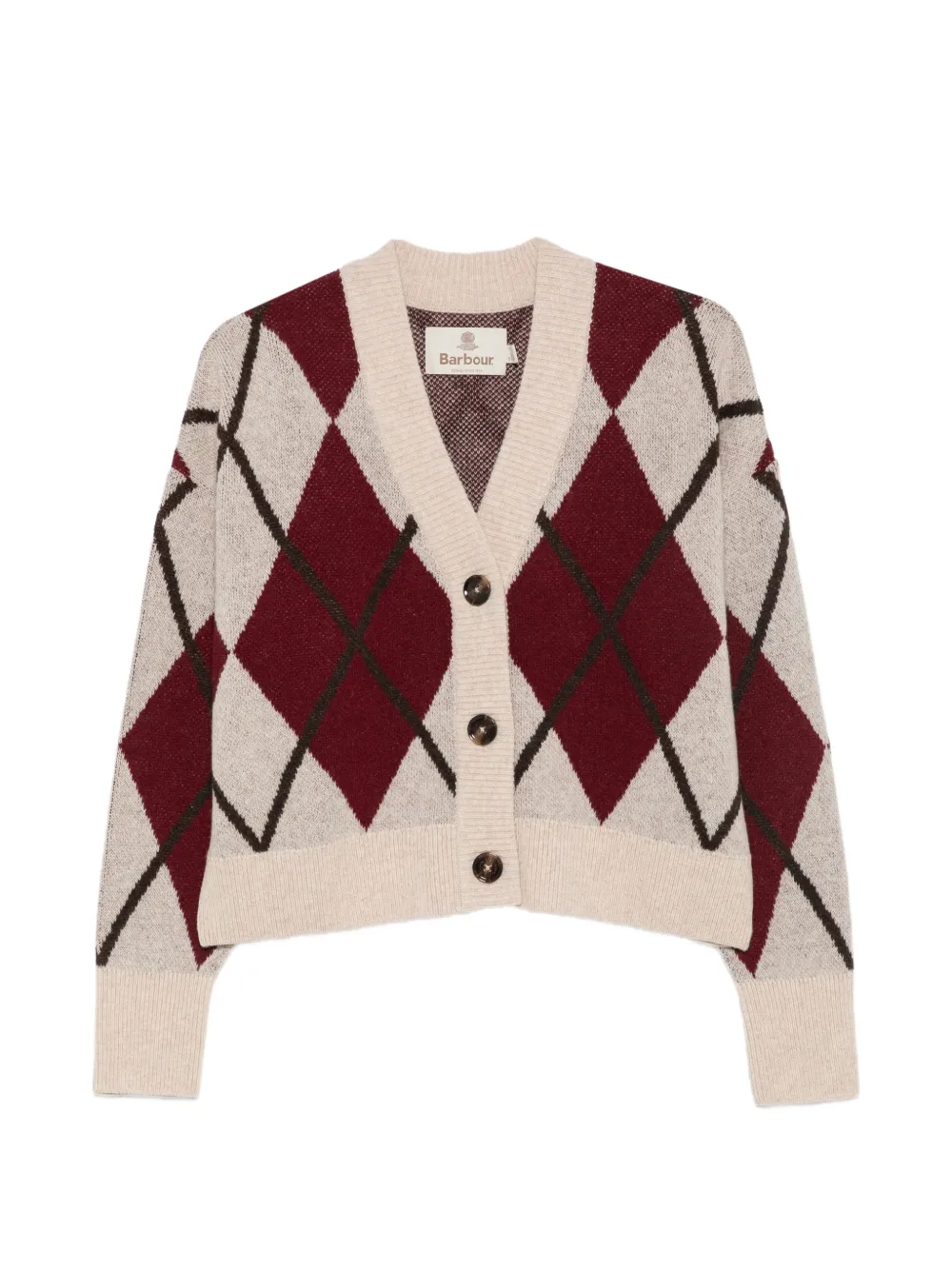 Barbour argyle-knit V-neck cardigan - Neutrals
