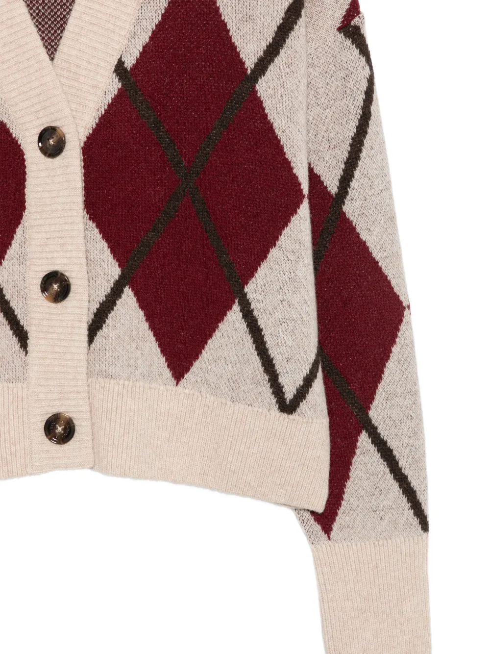 Barbour argyle-knit V-neck cardigan Beige
