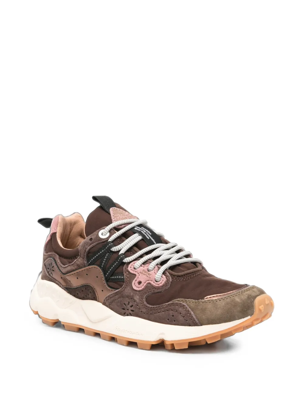 FLOWER MOUNTAIN perforated panelled sneakers Bruin