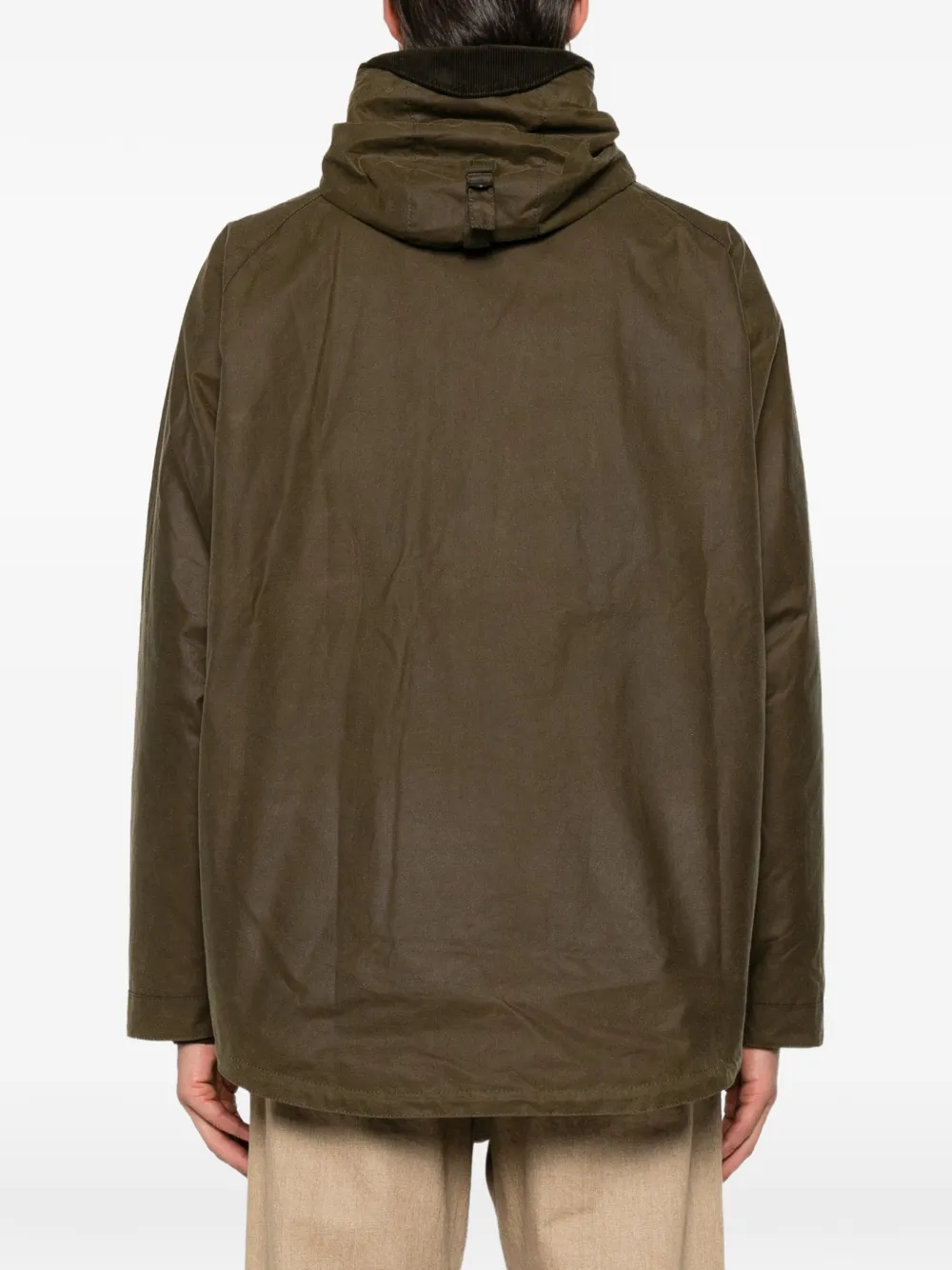 Barbour Gewaxt jack met capuchon en knoopsluiting Groen