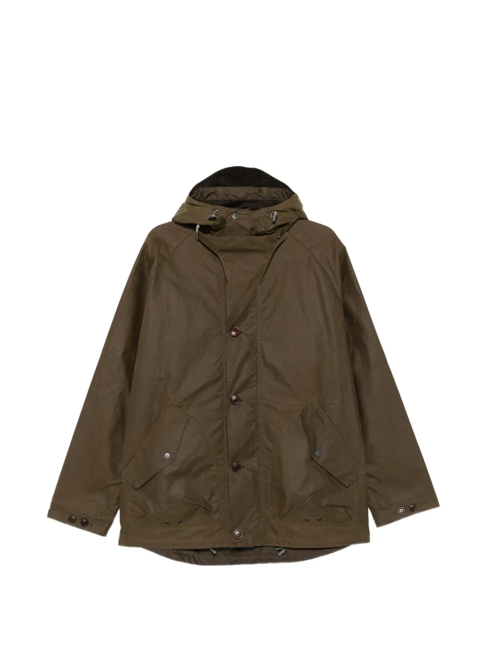 Barbour hooded button-fastening waxed coat