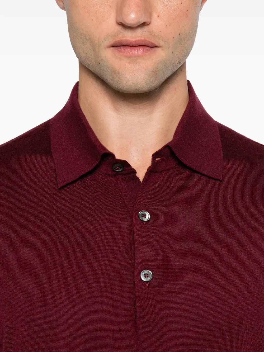 Fedeli Poloshirt met kraag en knoopsluiting Rood