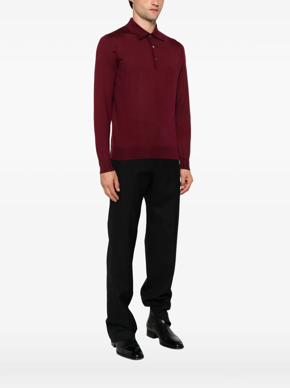 Fedeli Poloshirt met kraag en knoopsluiting Rood