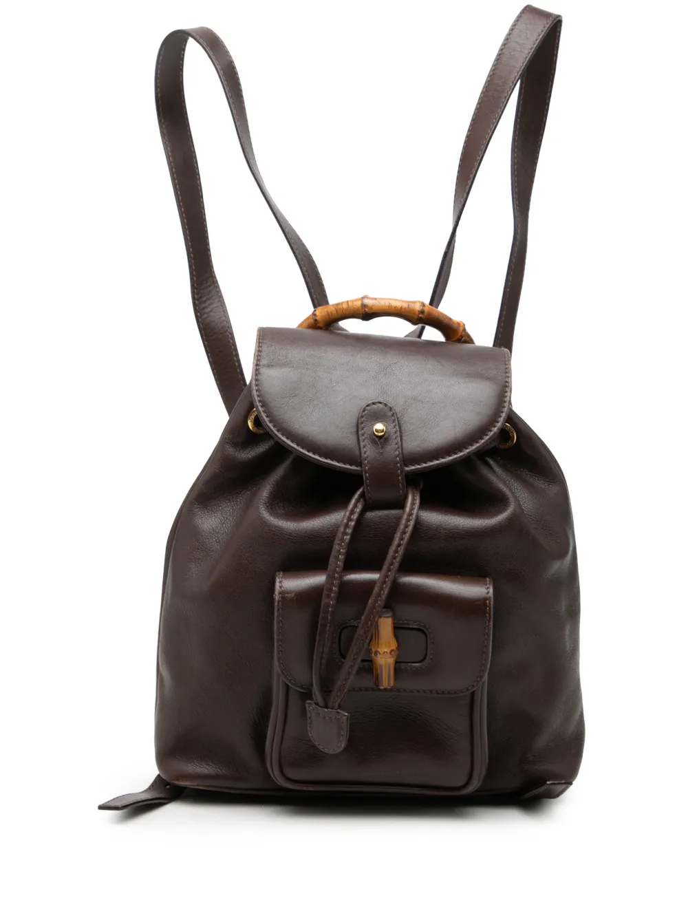 Gucci Pre-Owned 20th Century Mini Calfskin Bamboo Drawstring backpack - Brown